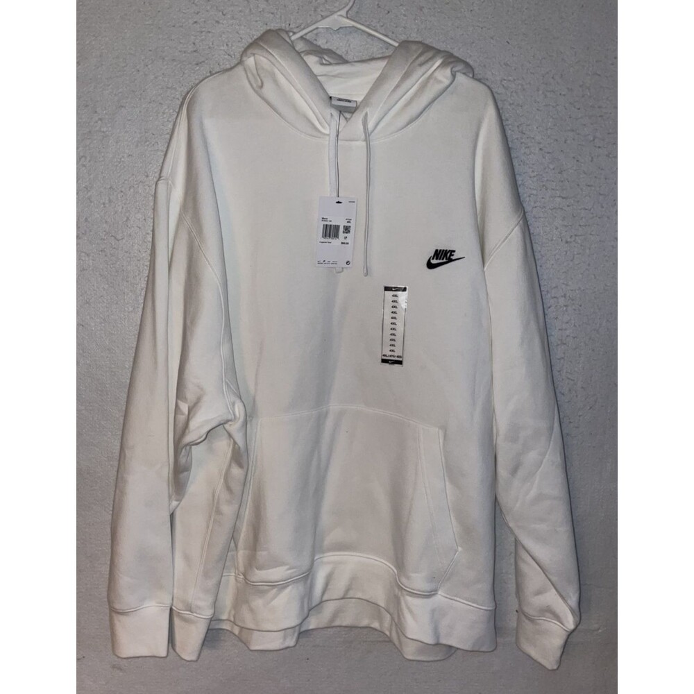 Nike White 4XL Fleece Pullover Hoodie Men’s Drawstring Pocket Logo